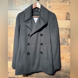 Calvin Klein Elegant Black Double-Breasted Women's Coat 4 business formal wool-b